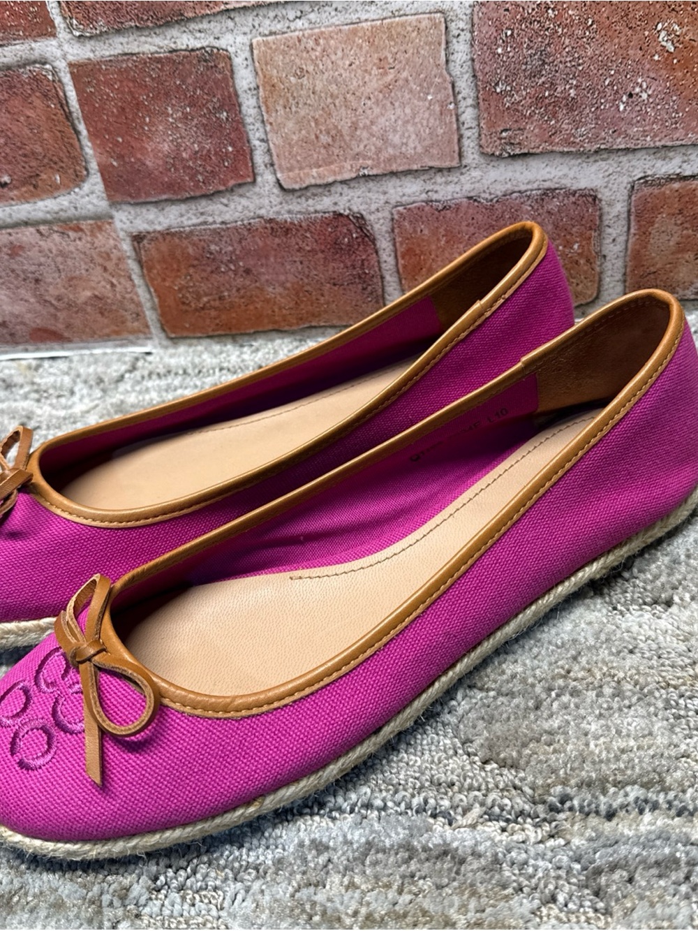 Coach Darcelle Signature Espadrille Ballet Flats 10Pink Fuchsia Canvas Bow Spain